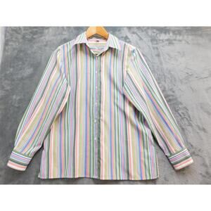Foxcroft Button-Up Womens 6P Multicolor Striped Classic Fit Wrinkle Free